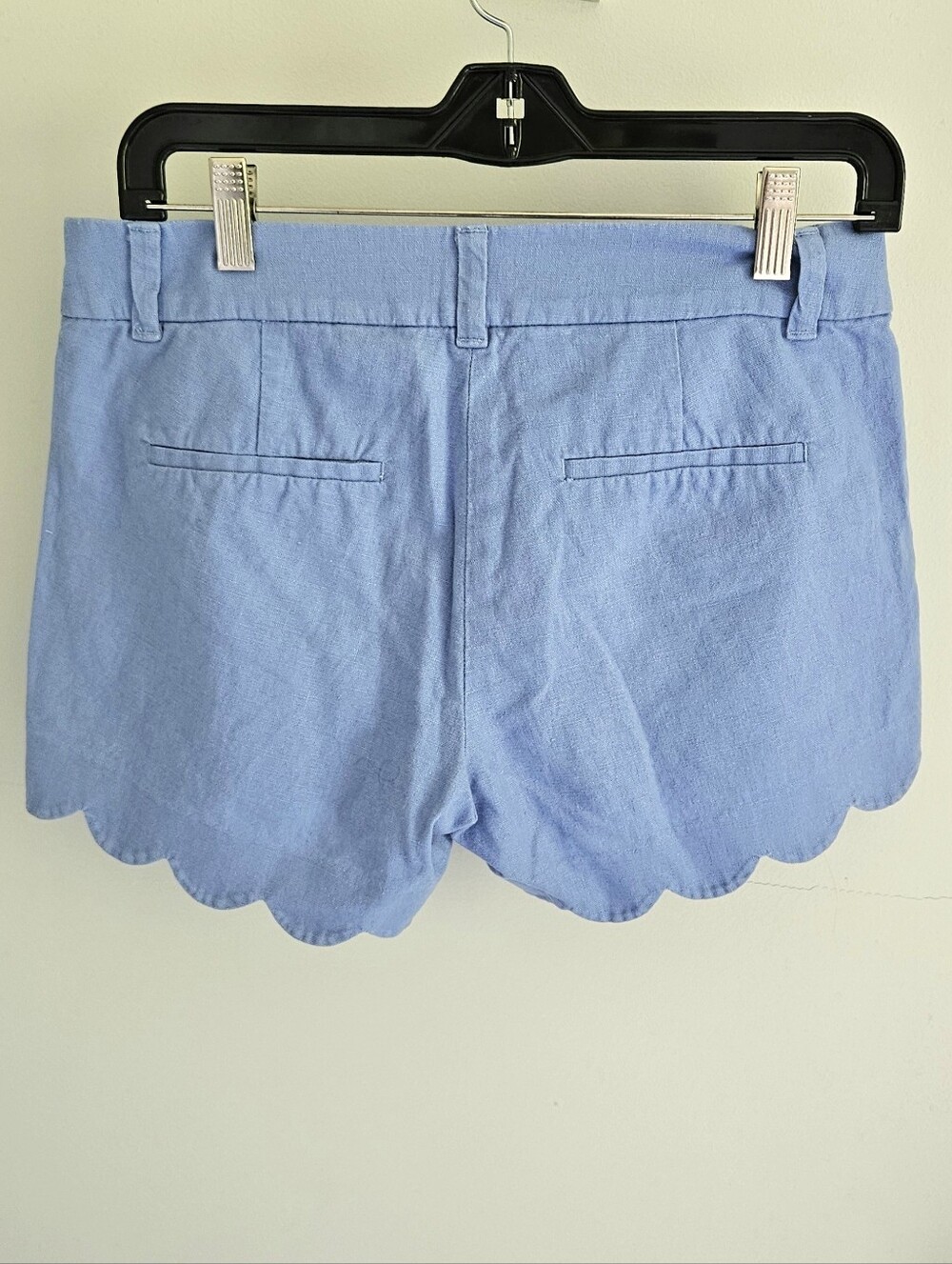 J. Crew Linen Blend Blue Scallop Hem Shorts - Picture 3 of 3